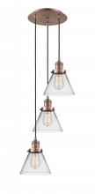 Innovations Lighting 113F-3P-AC-G42 - Cone - 3 Light - 14 inch - Antique Copper - Cord hung - Multi Pendant