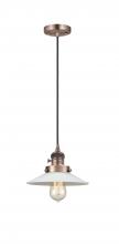 Innovations Lighting 201CSW-AC-G1 - Halophane - 1 Light - 9 inch - Antique Copper - Cord hung - Mini Pendant