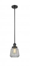 Innovations Lighting 201S-BK-G142-LED - Chatham - 1 Light - 7 inch - Matte Black - Stem Hung - Mini Pendant