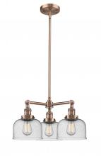 Innovations Lighting 207-AC-G74-LED - Bell - 3 Light - 22 inch - Antique Copper - Stem Hung - Chandelier