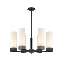 Innovations Lighting 427-6CR-BK-G427-14WH - Claverack - 6 Light - 28 inch - Matte Black - Chandelier