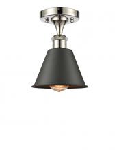 Innovations Lighting 516-1C-PN-M8-BK - Smithfield - 1 Light - 7 inch - Polished Nickel - Semi-Flush Mount