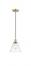 Innovations Lighting 516-1P-SG-GBC-82 - Berkshire - 1 Light - 8 inch - Satin Gold - Cord hung - Mini Pendant