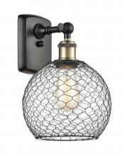 Innovations Lighting 516-1W-BAB-G122-8CBK - Farmhouse Chicken Wire - 1 Light - 8 inch - Black Antique Brass - Sconce