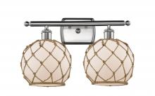 Innovations Lighting 516-2W-SN-G121-8RB - Farmhouse Rope - 2 Light - 18 inch - Brushed Satin Nickel - Bath Vanity Light