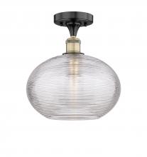 Innovations Lighting 616-1F-BAB-G555-12CL - Ithaca - 1 Light - 12 inch - Black Antique Brass - Semi-Flush Mount