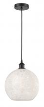 Innovations Lighting 616-1P-BK-G1216-12WM - White Mouchette - 1 Light - 12 inch - Matte Black - Cord Hung - Mini Pendant