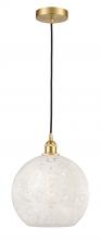 Innovations Lighting 616-1P-SG-G1216-12WM - White Mouchette - 1 Light - 12 inch - Satin Gold - Cord Hung - Mini Pendant