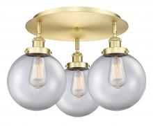 Innovations Lighting 916-3C-SG-G202-8 - Whitney - 3 Light - 20 inch - Satin Gold - Flush Mount