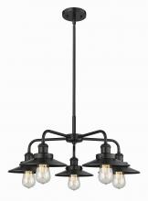 Innovations Lighting 916-5CR-BK-M6-BK - Edison - 5 Light - 27 inch - Matte Black - Chandelier