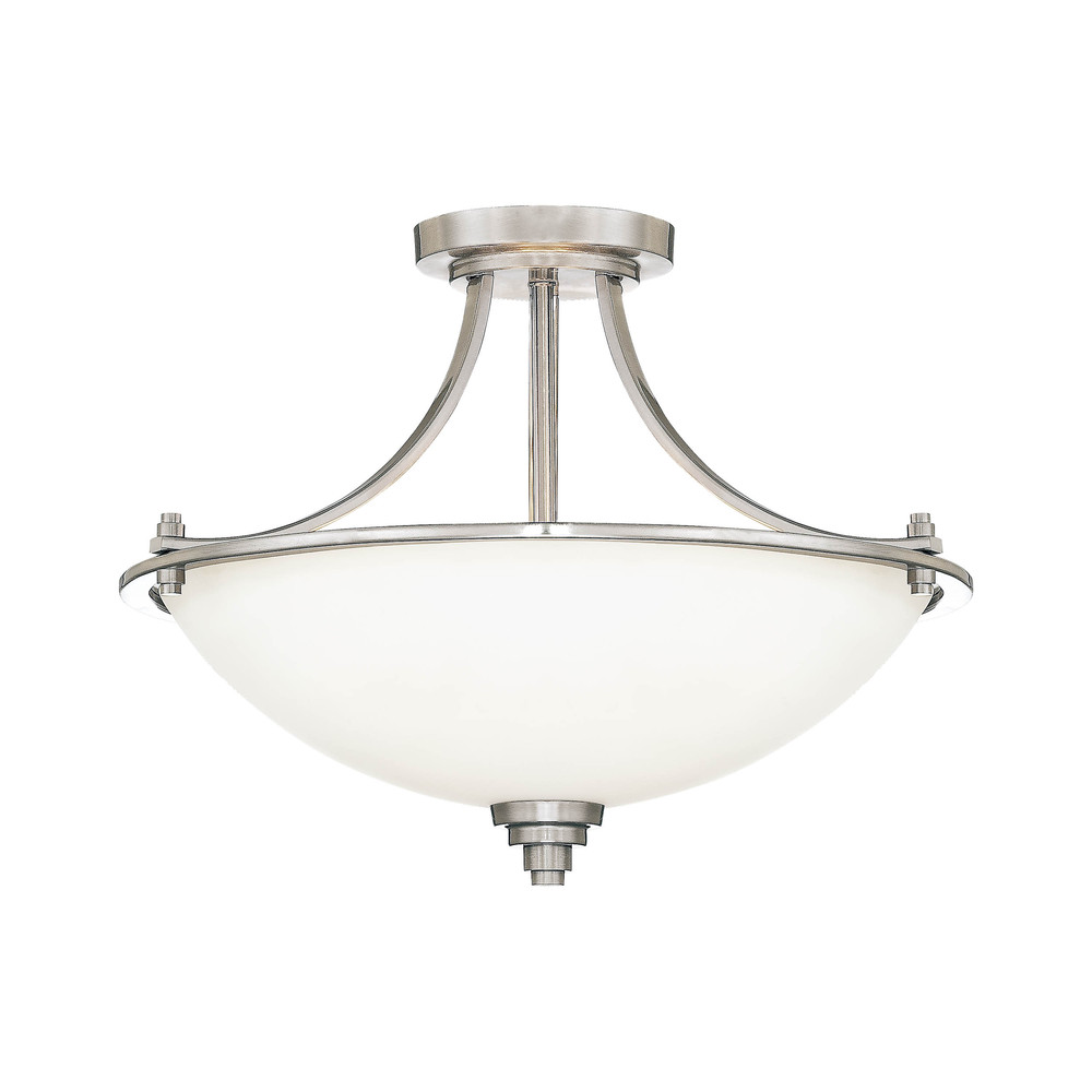 Bristo 3-Light Semi-Flush Ceiling Mount Satin Nickel