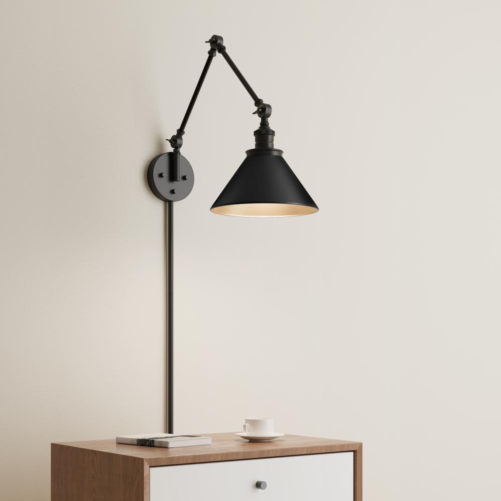 Edward 1-Light Swing Arm Sconce Light Matte Black