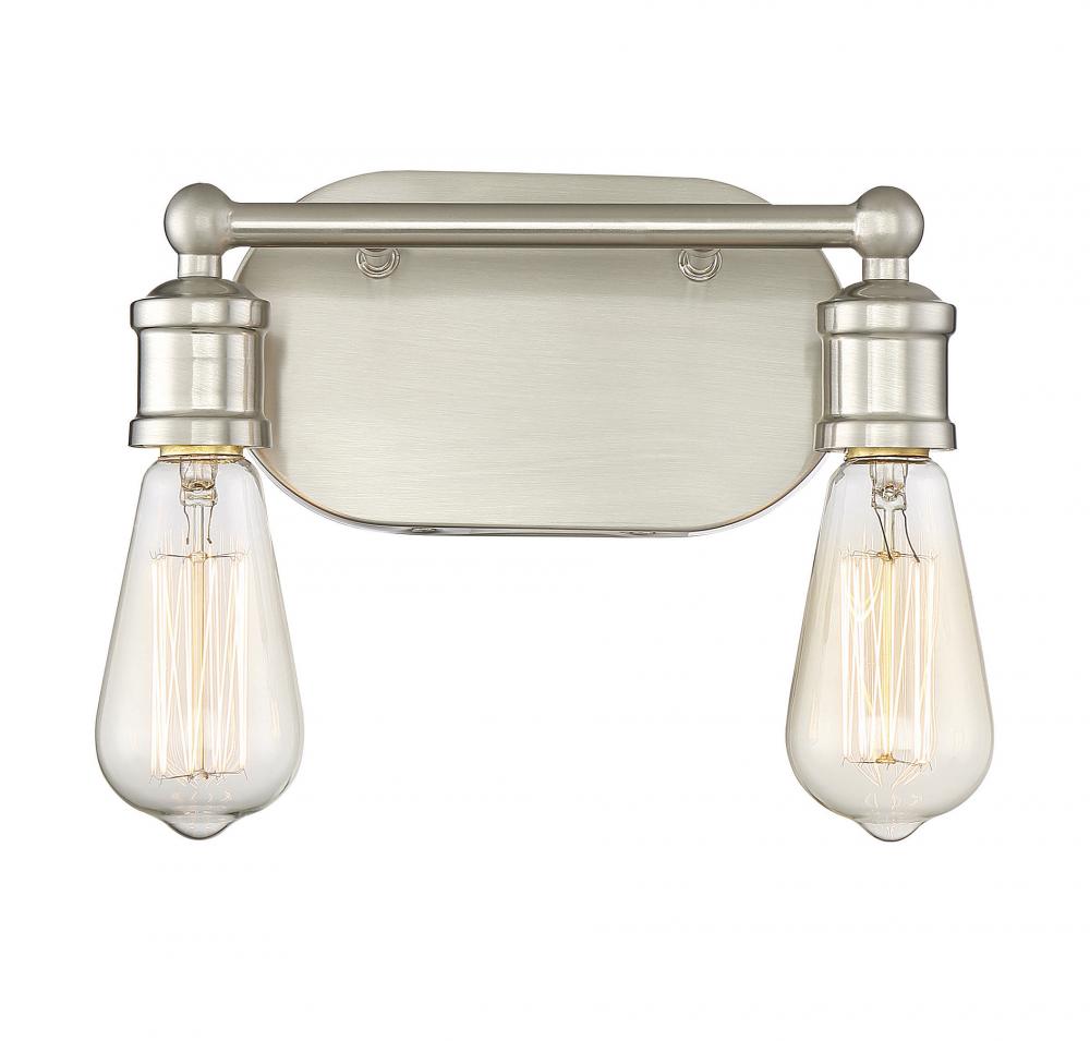 2-Light Bathroom Vanity Light in Brushed Nickel