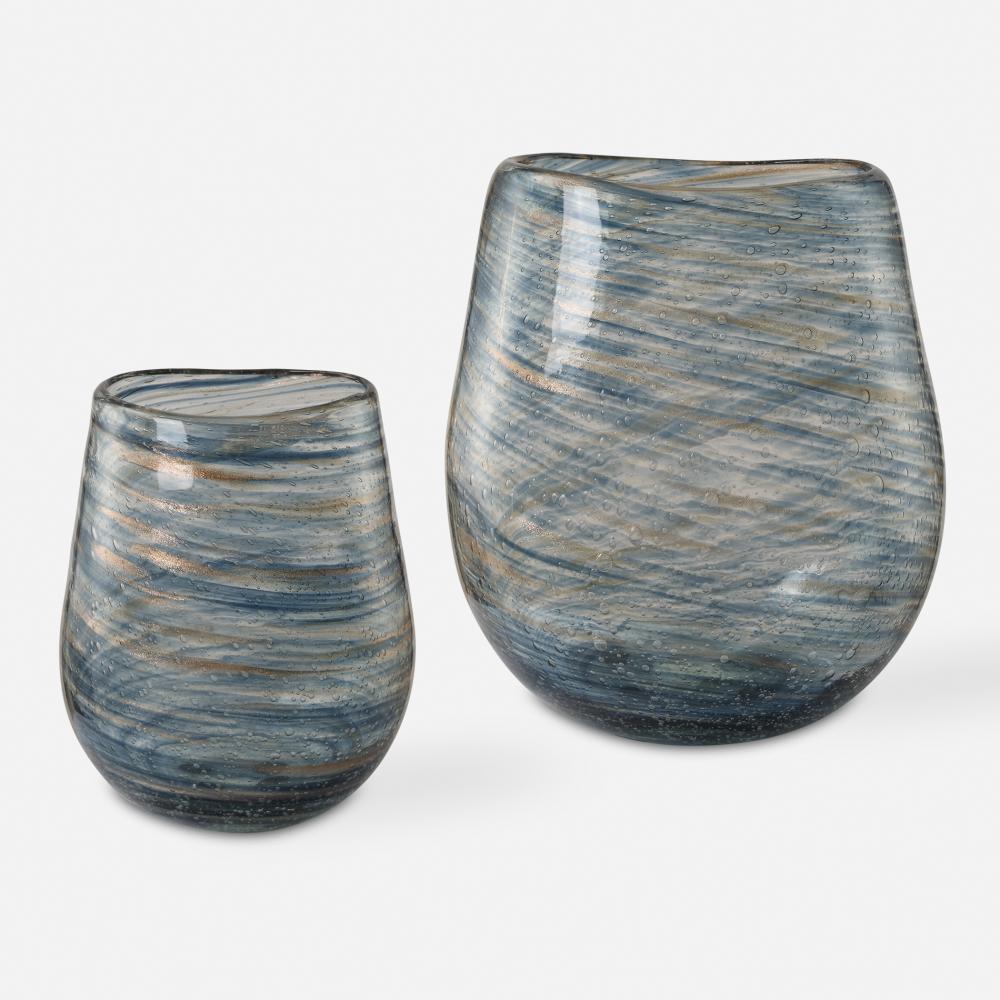 Uttermost Aurora Swirl Glass Vases, S/2