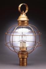 Northeast Lantern 2853-DB-MED-CLR - Caged Round Post Dark Brass Medium Base Socket Clear Glass