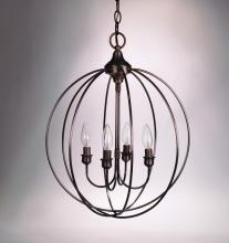 Northeast Lantern CH904-VG-LT4 - Hanging Circle Chandelier Verdi Gris 4 Candelabra Sockets