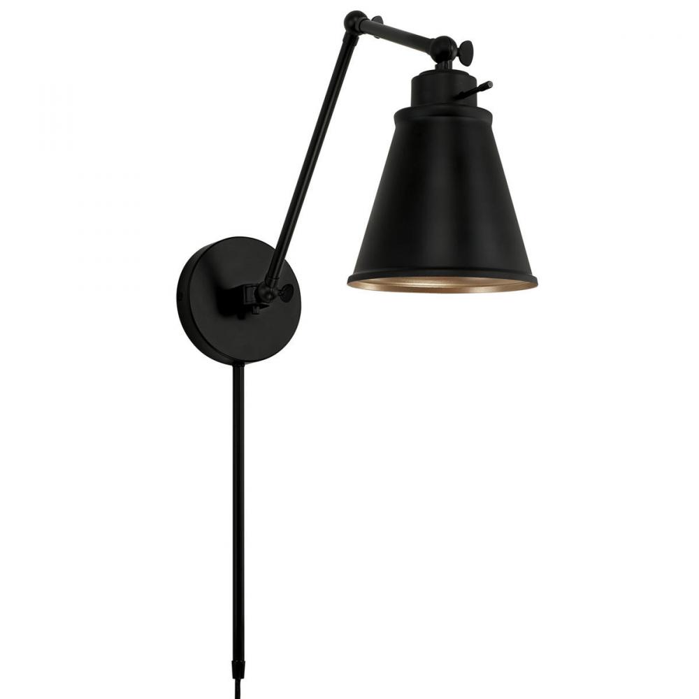 Plug-In Optional Swing Arm Sconce in Matte Black